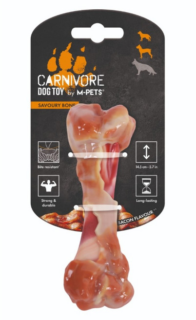 M-PETS CARNIVORE 犬用培根風味骨頭, 紅橘色, 1個