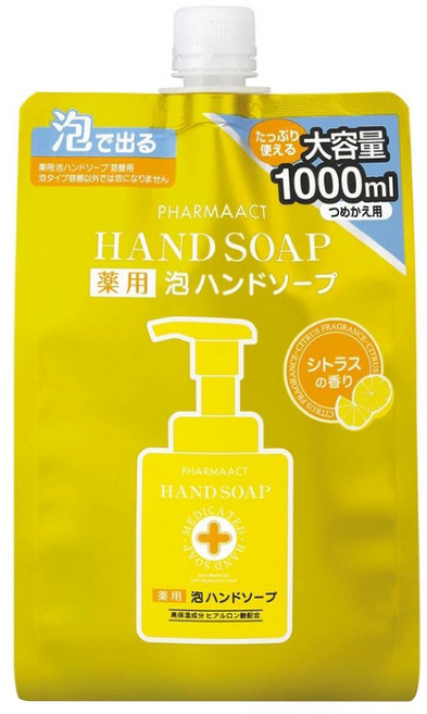 KUMANO 熊野油脂 Pharmaact 泡沫洗手液補充包 柑橘香, 1件, 1L