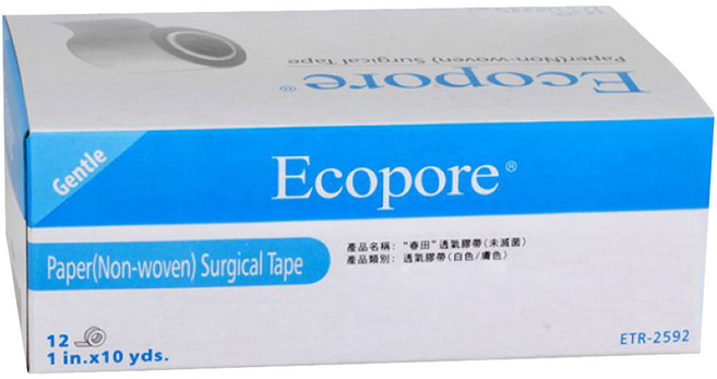 Ecopore 醫療透氣膠帶 膚色 1吋, 1個, 12捲