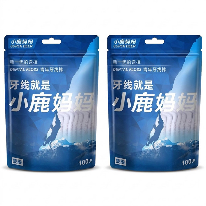 SUPER DEER 小鹿媽媽 雙線耐用牙線棒, 2套, 100個裝, 7.8cm