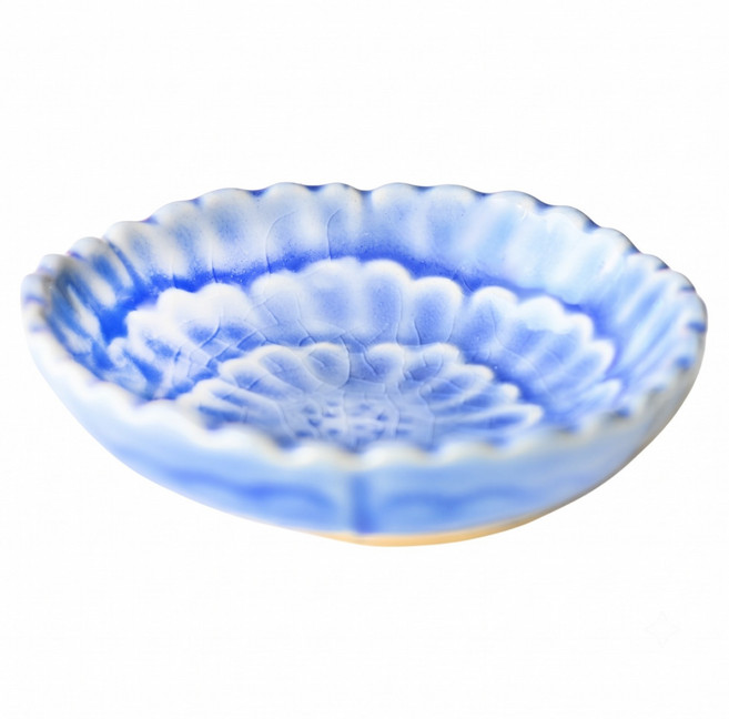 SAWATOUKI 佐和陶瓷 日本製 青釉椿花珍味碟, 青色, 1個