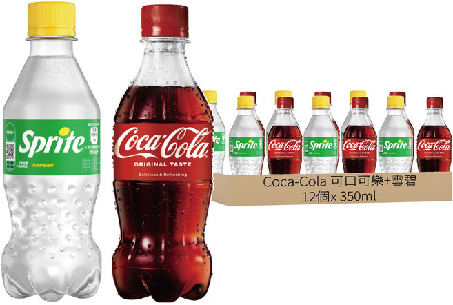 Coca-Cola 可口可樂 好運澎湃組 可口可樂 6瓶 + 雪碧 6瓶, 12個, 350ml