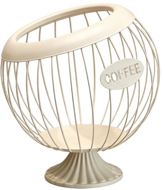 SUnORO 咖啡膠囊收納架/斜口球形鐵藝膠囊架/Nespresso膠囊架 高款, 米白色, 1個