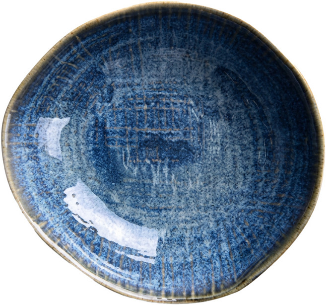 Homely Zakka 日式復古深海窯變陶瓷餐碗 6.5吋 深海藍 湯盤 1個