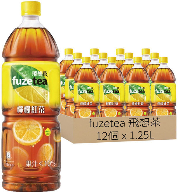 fuzetea 飛想茶 檸檬紅茶, 12個, 1.25L