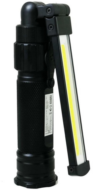 EDSDS USB充電COB + LED摺疊工作燈 EDS-G749 附電池 + USB線, 黑色, 1組
