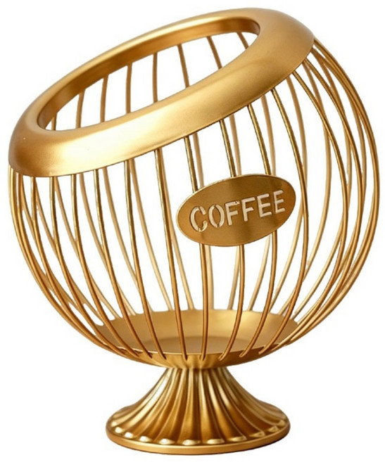 SUnORO 咖啡膠囊收納架/斜口球形鐵藝膠囊架/Nespresso膠囊架 高款, 金色, 1個