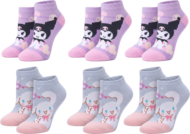 ONEDER 旺達棉品 三麗鷗幼童止滑襪 6雙組