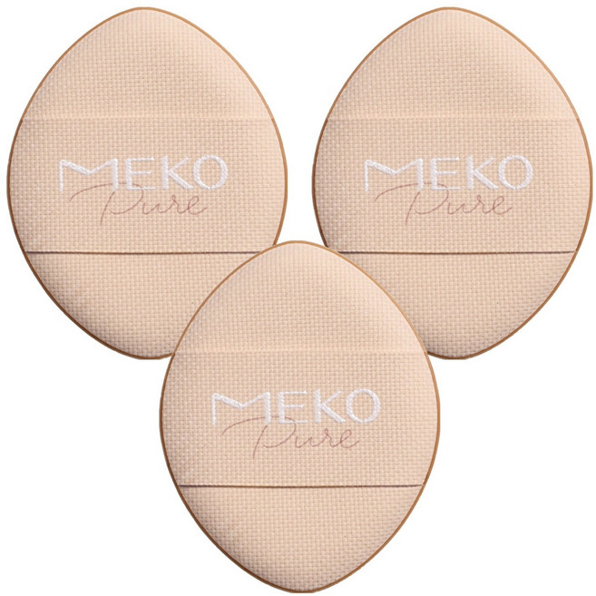 MEKO 一拍即合雙尖頭手指粉撲 3入, 1個, 米色