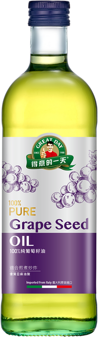 得意的一天 100%純葡萄籽油, 1個, 1L