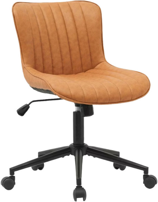 E-home Alonso 亞隆索直紋PU面黑五爪可調式OA辦公椅 棕色 LVC049A-br 60 x 48 x 78~87cm