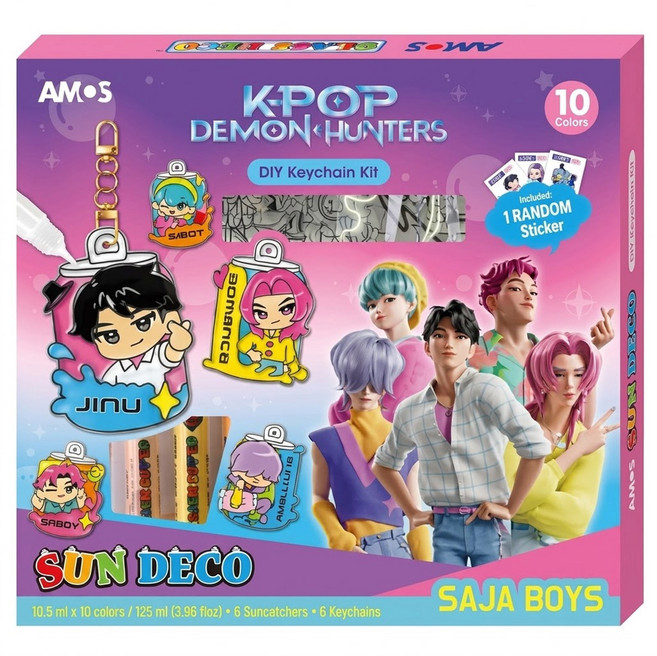 AMOS 阿摩司 K-POP SAJA BOYS 10色玻璃彩繪吊飾DIY組 KDH-09, 混和顏色, 1套