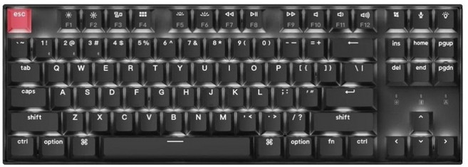 Keychron K8 第2代 80% 雙模機械透光鍵盤 白背光 Mac/Win 非熱插拔 英文版本, 黑色, K8XA4, Super香蕉軸