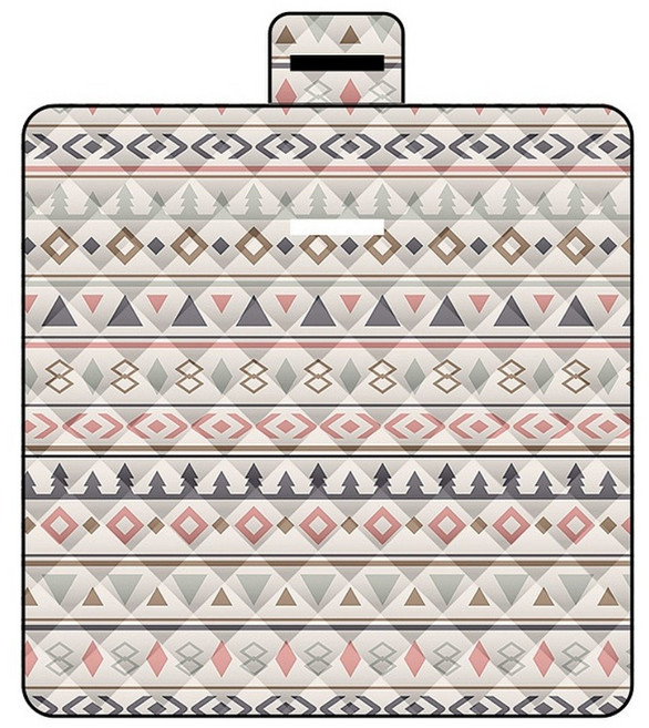 KIVO 200 x 200cm 粉灰簡約波希米亞 防水可手提加厚棉填充超聲波野餐墊