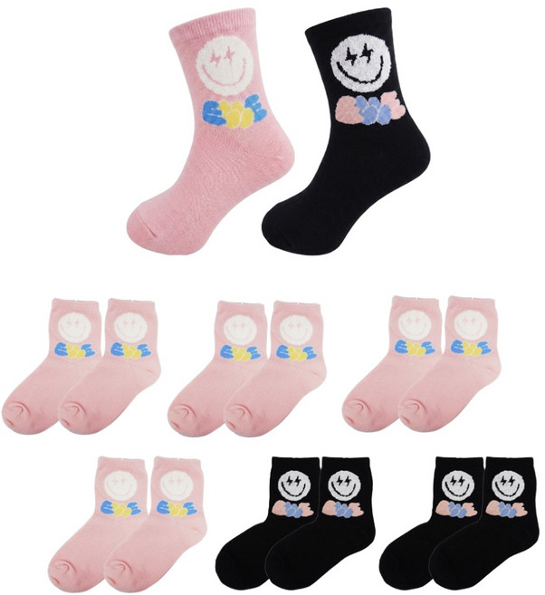 ELLE kids 兒童款 童趣笑臉襪6雙組