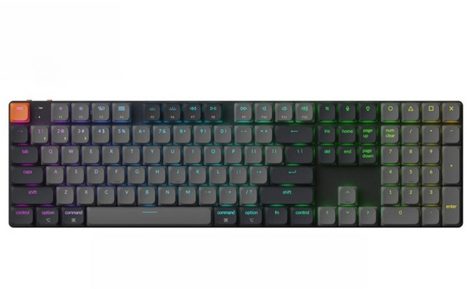 Keychron K5 第2代 全尺寸 矮軸 雙模機械透光鍵盤 RGB Mac/Win 熱插拔 英文版本, 黑色, K5XH4, Super香蕉軸