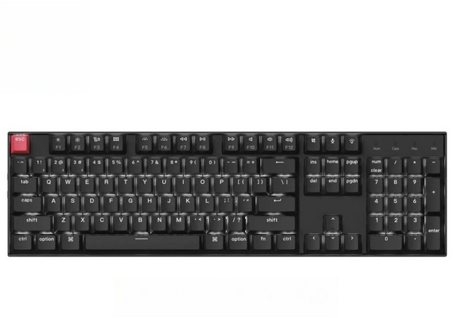 Keychron K10 第2代 全尺寸 雙模機械透光鍵盤 白背光 Mac/Win 非熱插拔 英文版本, 黑色, K10XA3, Super茶軸