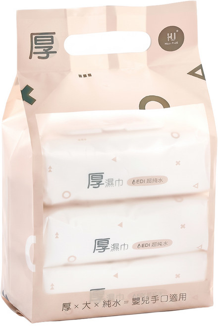 KU.KU Duckbill 酷咕鴨 KUKU PLUS EDI 超純水嬰兒手口厚濕巾, 3套, 80張, 5g