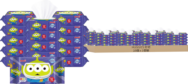 HUGGIES 好奇 皮克斯限定純水濕巾 掀蓋式 加厚型 70張, 16個, 60gsm