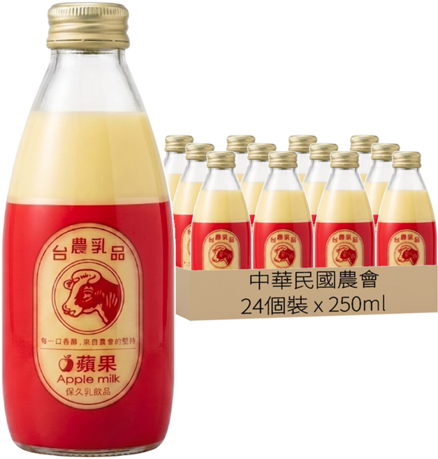 台農乳品 保久乳 蘋果口味, 24個裝, 250ml