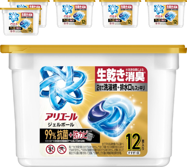 ARIEL 日本原裝進口 極淨進化4D洗衣球 金色, 6套, 12個裝