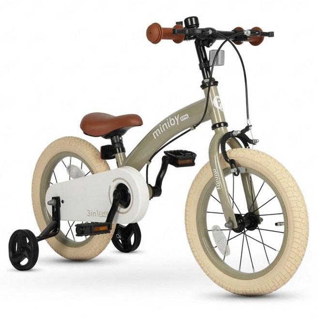 Qplay Miniby多功能兒童自行車, 灰綠, 14吋