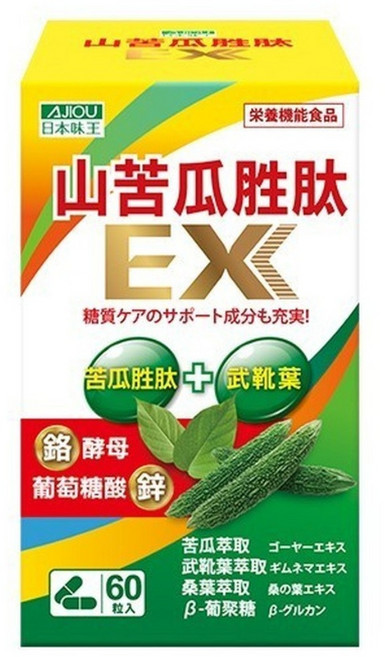 AJIOU 日本味王 山苦瓜胜肽EX膠囊, 1個, 60顆