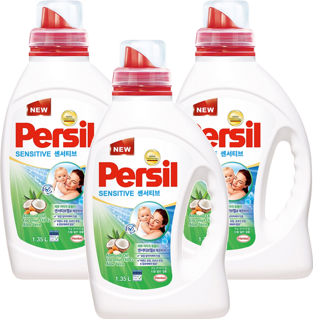 Persil 寶瀅 韓國原裝進口 強效淨垢洗衣精 敏弱肌/嬰幼兒衣物適用, 1.35L, 3瓶