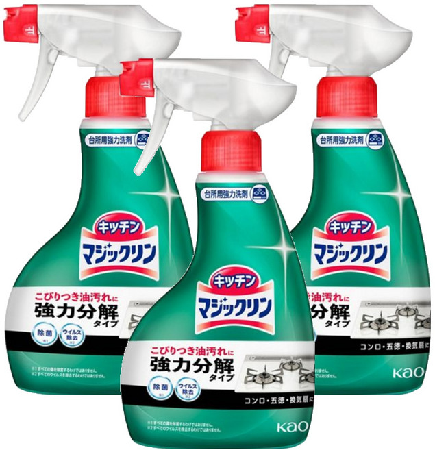Kao 花王 Magiclean 魔術靈 廚房油污清潔劑 強力泡沫型, 400ml, 3瓶