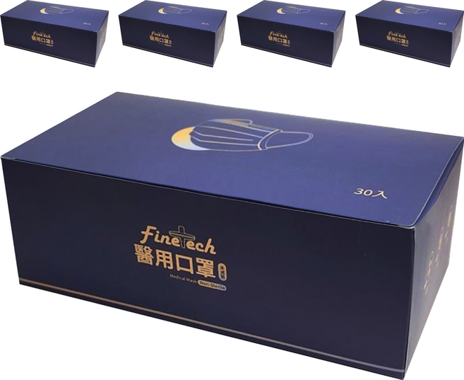 Finetech 釩泰 萬聖節 醫用口罩成人, 30片, 5盒, 可愛南瓜色