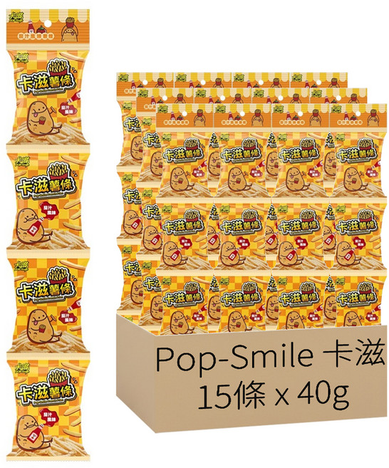 Pop-Smile 卡滋 鮮脆薯條茄汁風味4件裝, 40g, 15條