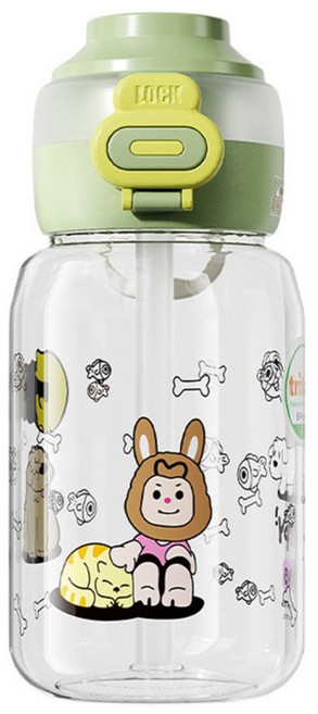 HOMIKO Tritan 兒童運動吸管杯 彈跳蓋防漏, 綠色, 1個, 700ml