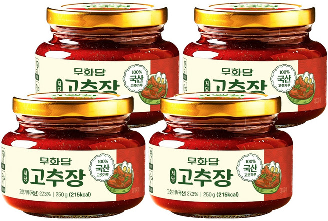 muhwadang 低糖韓式辣椒醬, 250g, 4個