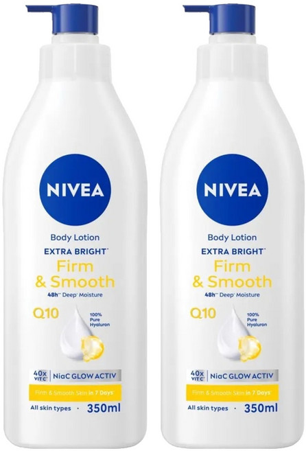 NIVEA 妮維雅 台灣公司貨 亮白彈潤緊膚乳液, 350ml, 2瓶