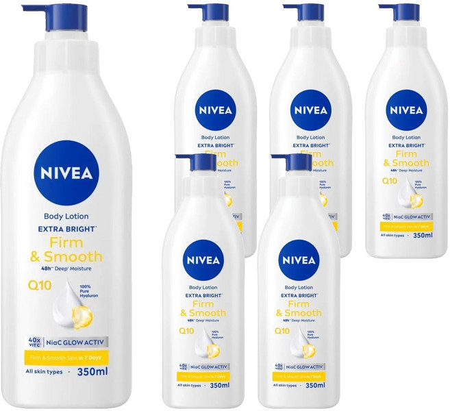 NIVEA 妮維雅 台灣公司貨 亮白彈潤緊膚乳液, 350ml, 6瓶
