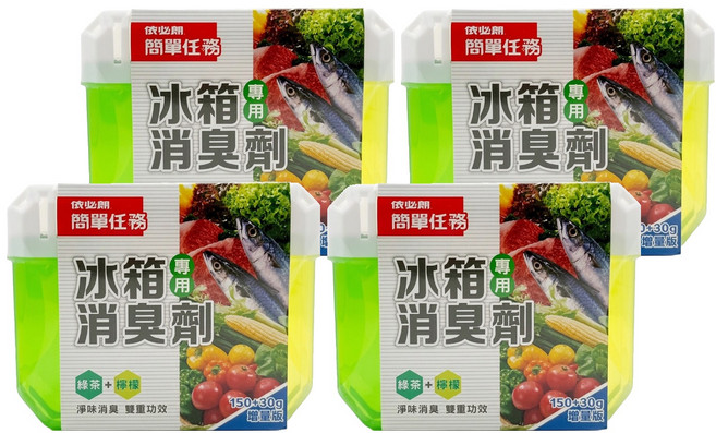 依必朗 簡單任務 冰箱消臭劑 綠茶+檸檬, 150g, 4個