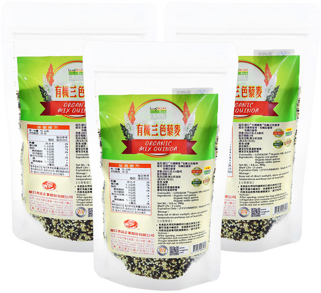 龍口 有機三色蔾麥, 280g, 3包