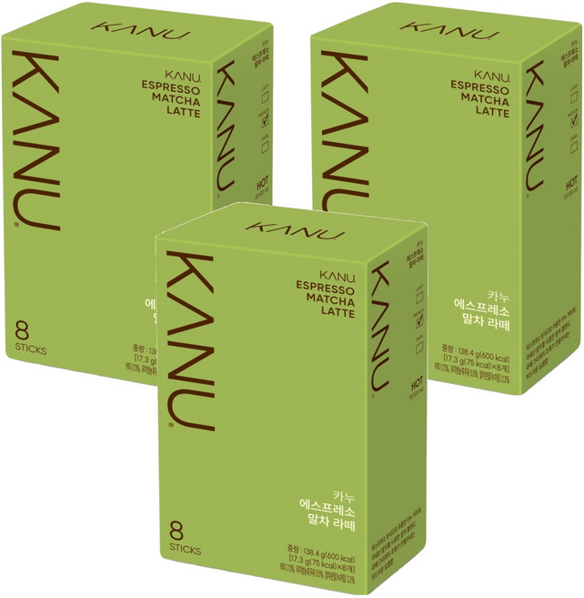 KANU 濃縮抹茶拿鐵, 17.3g, 8入, 3個
