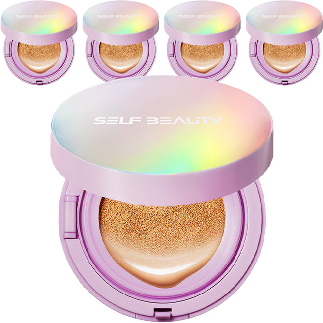 SELF BEAUTY 獨角獸極光亮澤氣墊粉餅 SPF50+ PA+++, 23 Natural Beige, 5個