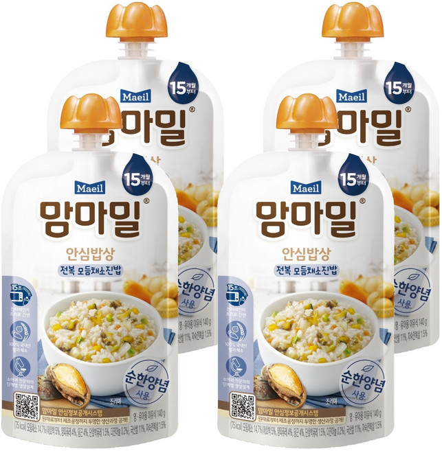 Mammameal 安心餐桌孩童副食品調理包 15個月以上適用, 鮑魚什錦蔬菜軟飯, 140g, 4包