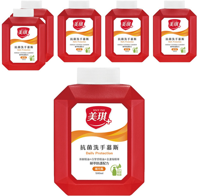 美琪 抗菌洗手慕斯 補充瓶, 500ml, 6瓶