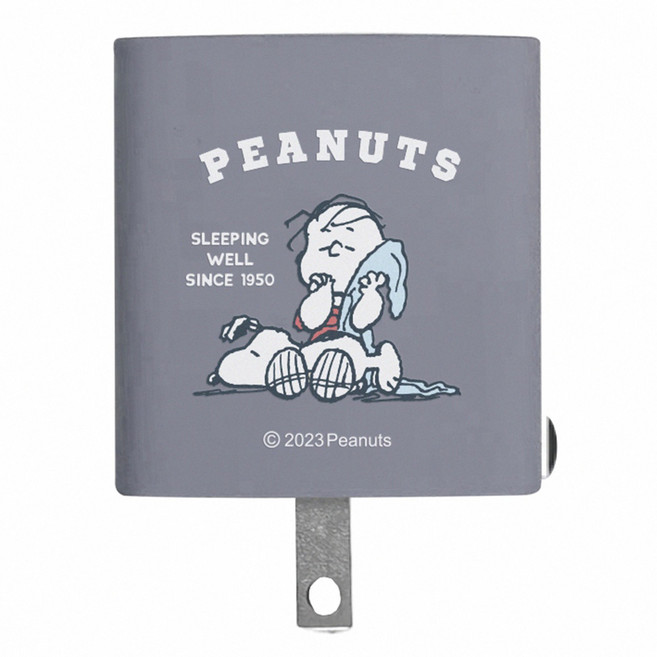 MING JENN 明震 史努比 47W 2埠 鳳梨酥充電器 PD+QC 快速充電 GaN 可折疊插腳 瞌睡 黛藍色 CSN-180 53 x 40 x 28mm