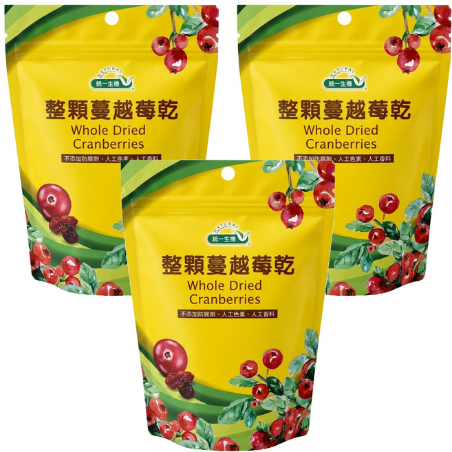 統一生機 整顆蔓越莓乾, 250g, 3包