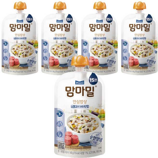 Mammameal 安心餐桌調理包副食品, 韓式牛肉茄子糯米飯, 140g, 5個