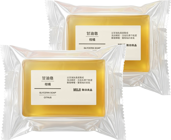 MUJI 無印良品 甘油皂 柑橘, 100g, 2個