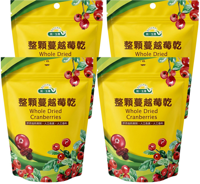 統一生機 整顆蔓越莓乾, 250g, 4包