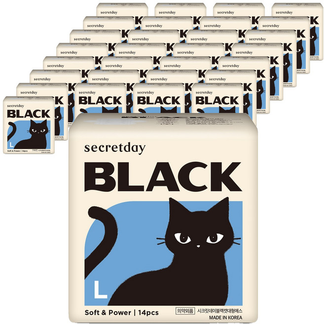 secretday Black蝶翼型衛生棉, 14入, 30個