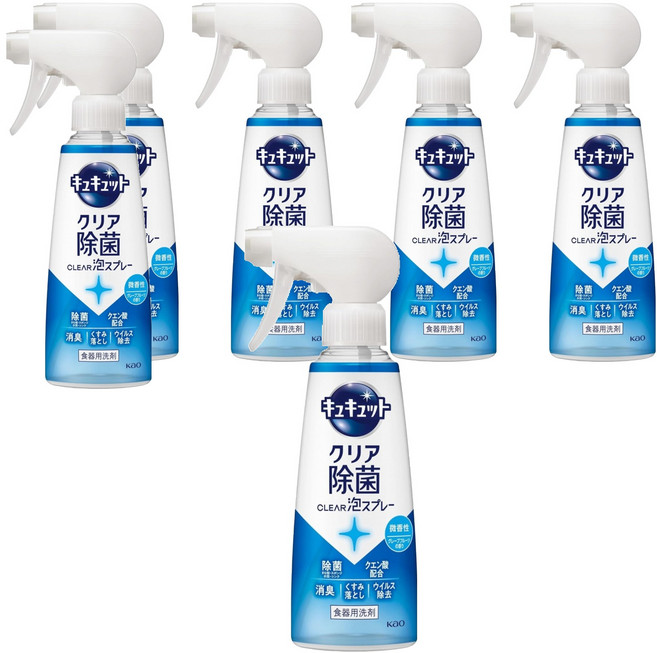 Kao 花王 Cucute 珂珂透 Cucute CLEAR 泡沫餐廚具洗碗精 葡萄柚香, 280ml, 6瓶
