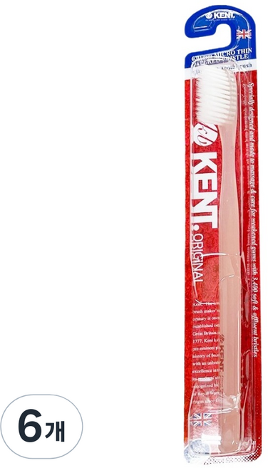 KENT. 經典超極細毛牙刷 粉紅色, 6個, 1入
