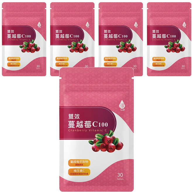 Tsuie 日濢 雙效蔓越莓 C100, 30顆, 750mg, 5包